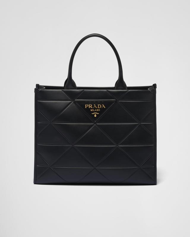 Large leather Prada Symbole bag with topstitching Product Image