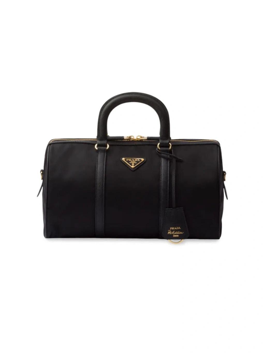 PRADA Women's Re-edition 1978 Medium Re-nylon And Saffiano Leather Top Handle Bag In Black Product Image