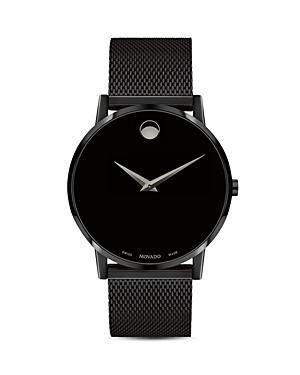 Men's Movado MuseumÂ® Classic 1/20 CT. T.w. Diamond Gold-Tone PVD Watch with Black Dial (Model: 0607625) Product Image