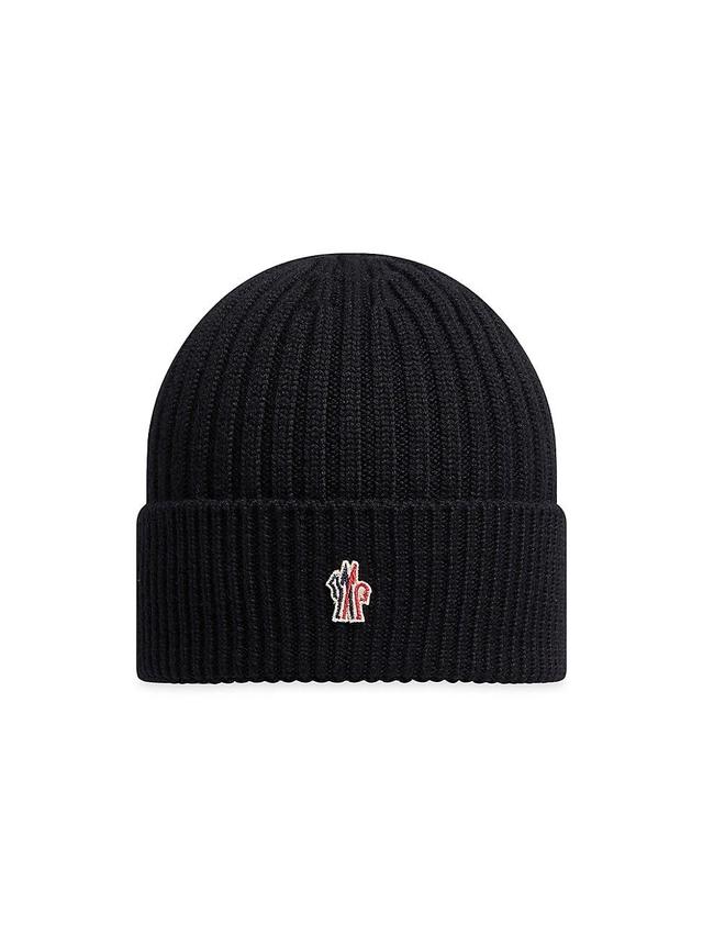 Mens Logo Patch Wool Ribbed Knit Beanie Product Image