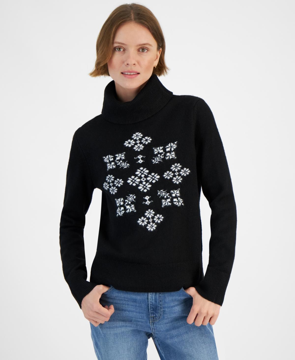 Tommy Hilfiger Womens Snowflake Graphic Turtleneck Sweater Product Image