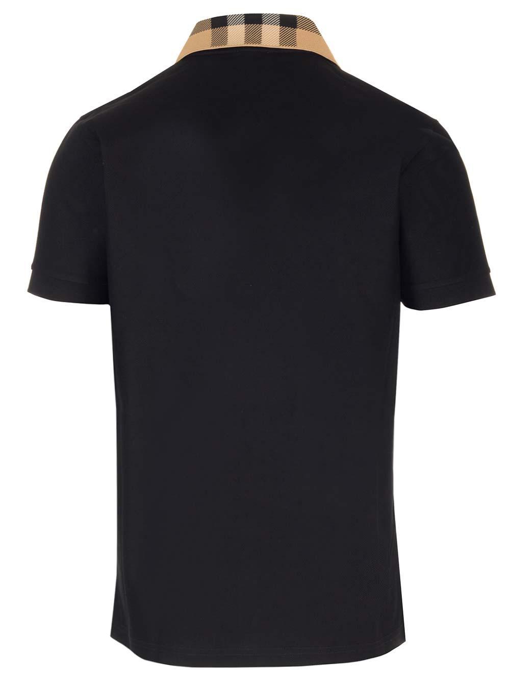 Black Cotton Polo Shirt In Black/neutrals Product Image