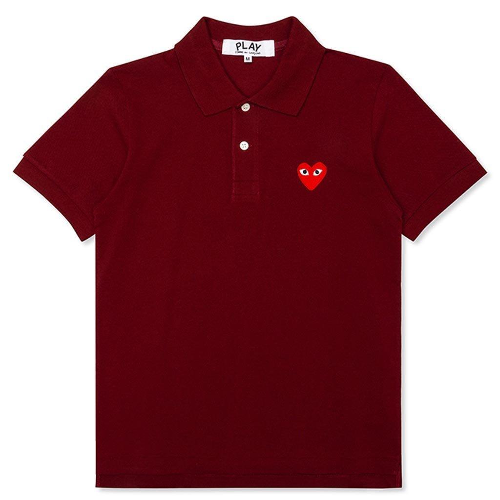 Women's Red Heart Polo Shirt - Burgundy Female Product Image