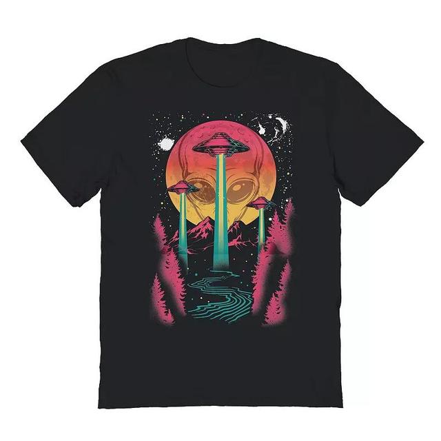 Mens Neon Space Alien Landscape Graphic Tee Product Image