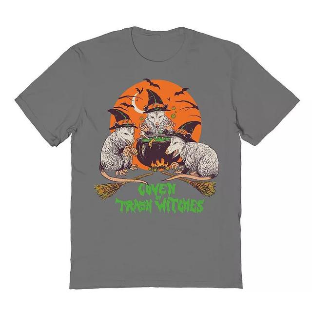 Mens Coven of Trash Witches Halloween Graphic Tee Grey Product Image