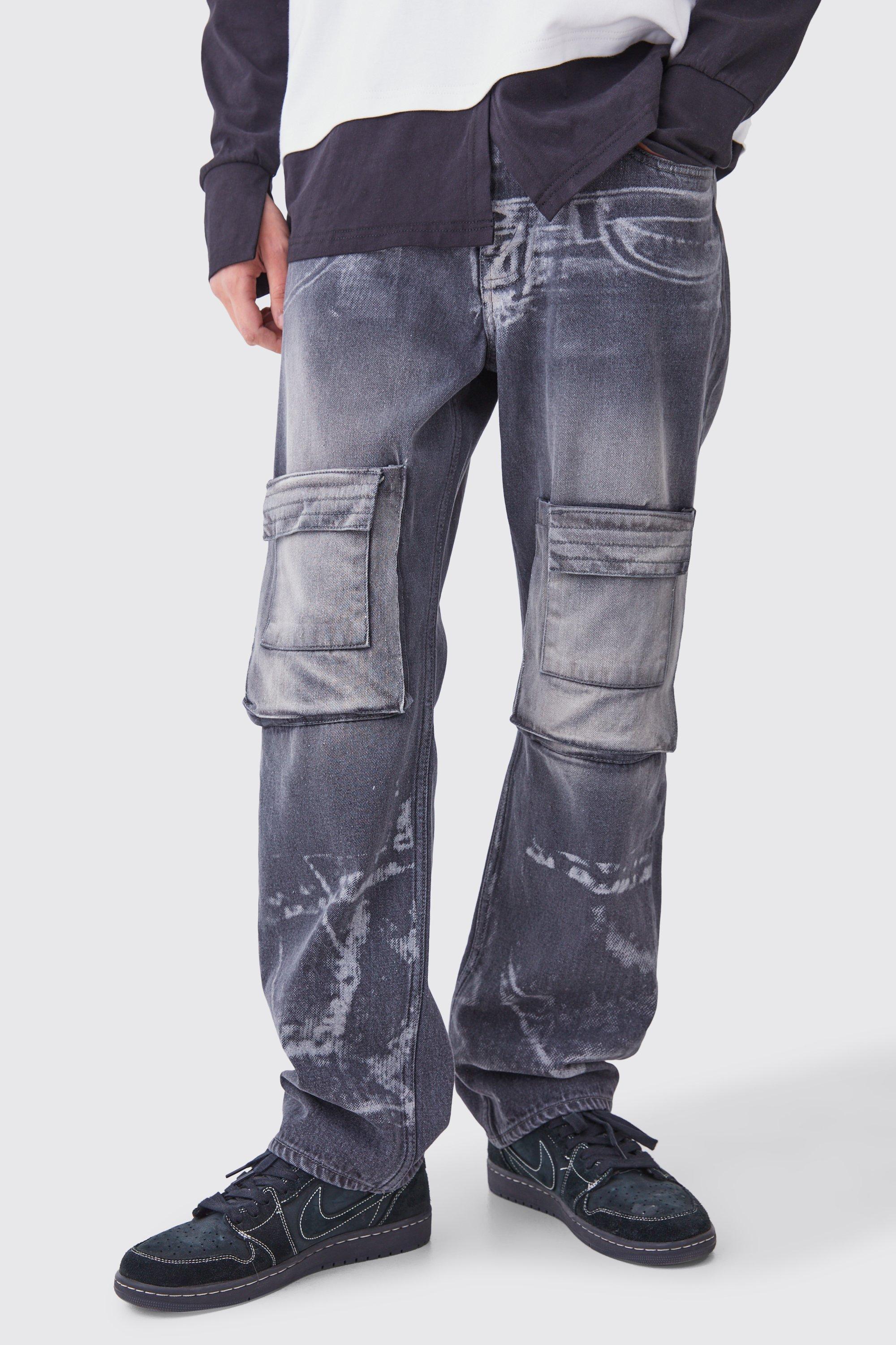 Relaxed Rigid X-ray Acid Wash Denim Jean | boohooMAN USA Product Image