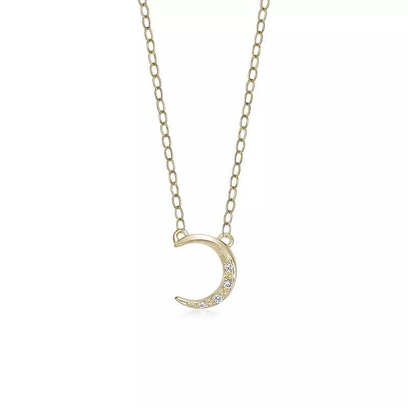 Gemminded 18k Gold Over Silver Lab-Grown Diamond Accent Moon Necklace, Womens Gold Tone Product Image