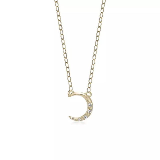 Gemminded 18k Gold Over Silver Lab-Grown Diamond Accent Moon Necklace, Womens Gold Tone Product Image