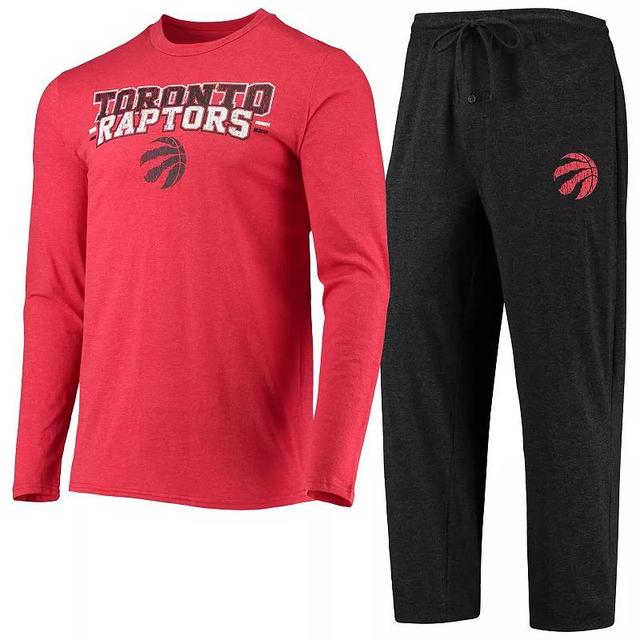 Mens Concepts Sport Black/Red Toronto Raptors Long Sleeve T-Shirt & Pants Sleep Set Product Image