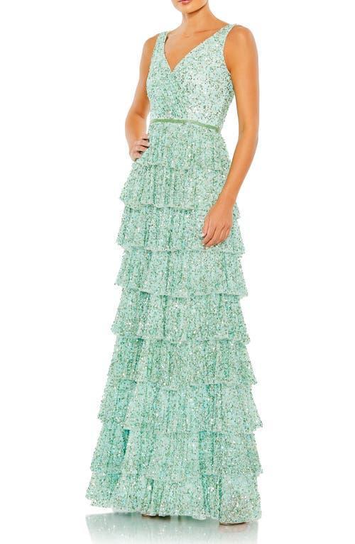 Womens Ieena Tiered Ruffle Sequin Gown Product Image