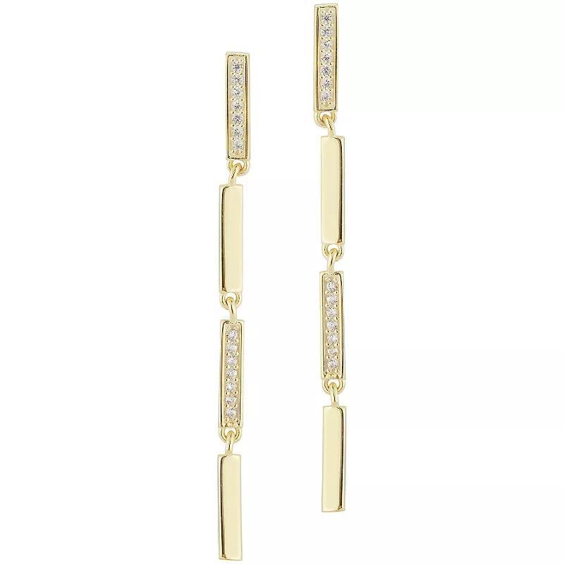 Sunkissed Sterling Cubic Zirconia Bar Drop Earrings, Womens, Yellow Product Image