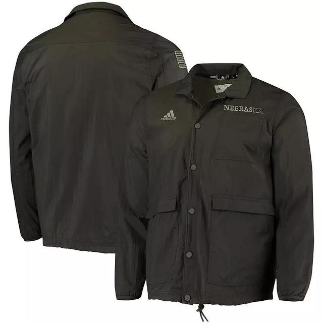 Mens adidas Olive Nebraska Cornhuskers Salute to Service Full-Zip Jacket Green Product Image