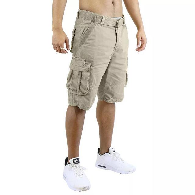 Mens Blu Rock Distressed Cargo Shorts With Belt Light Green Product Image