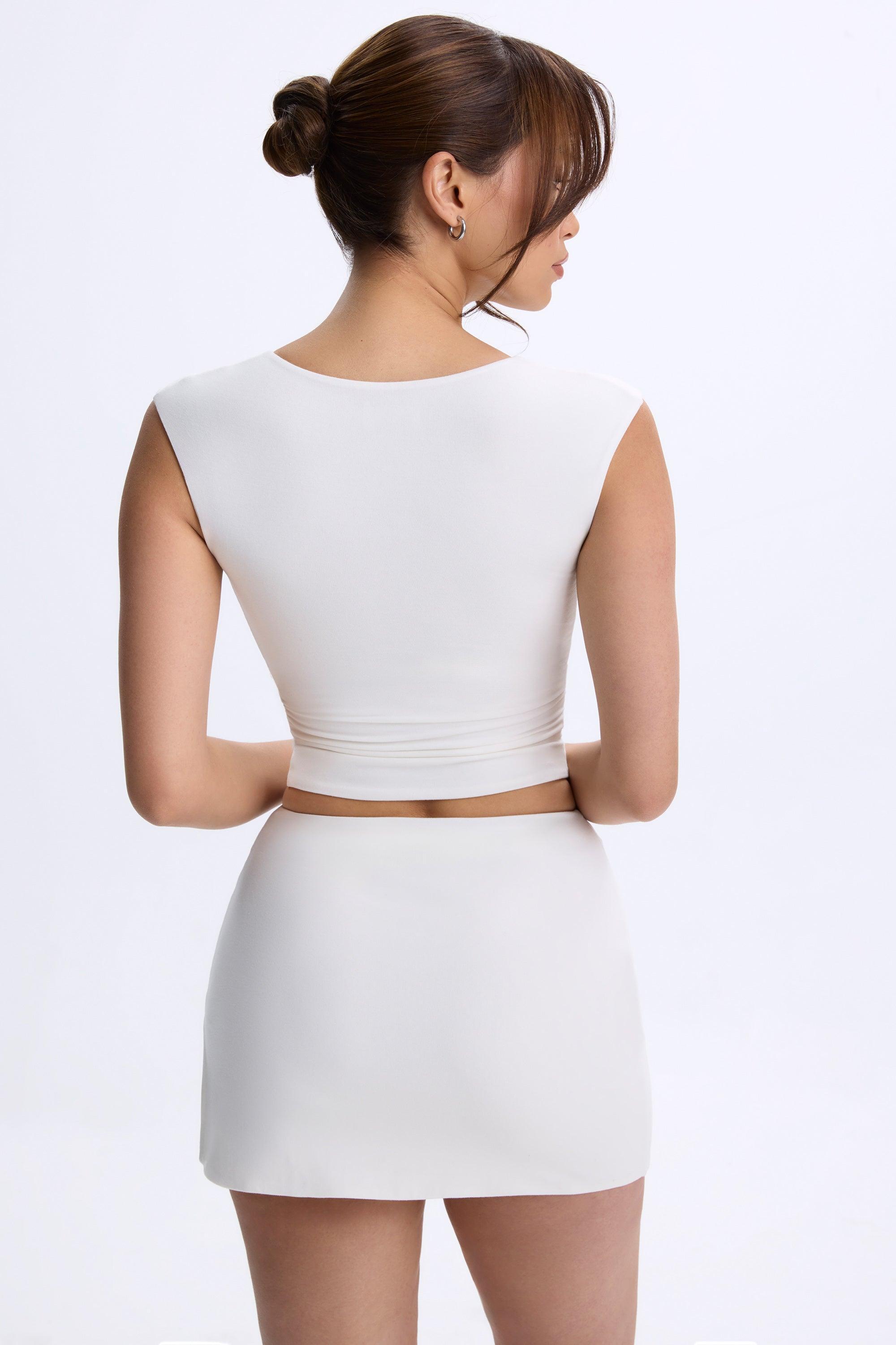 Mid-Rise Micro Mini Skirt in White Female Product Image