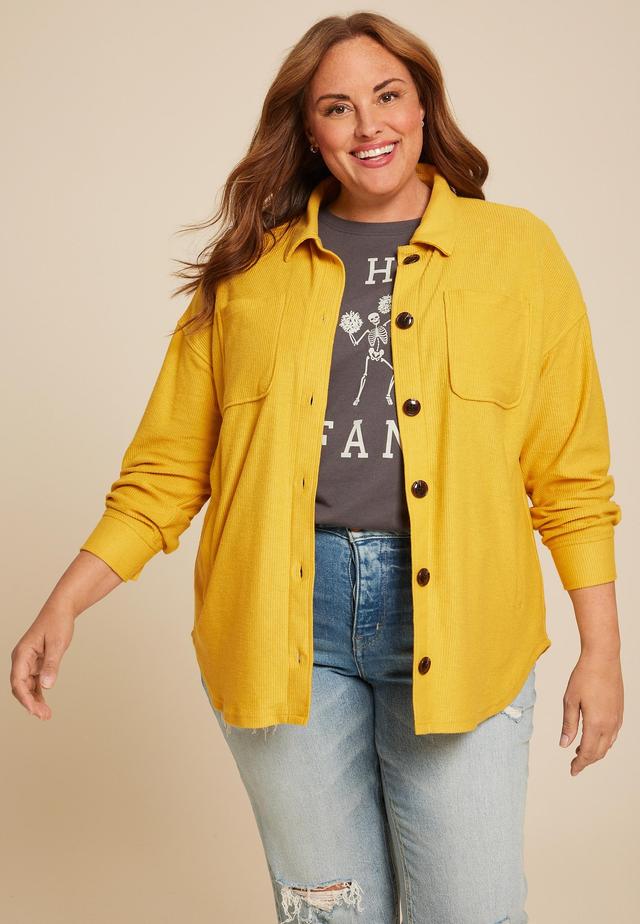 Maurices Plus Size Womens Collegiate Textured Shacket Size 0X Product Image