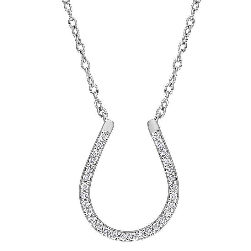 Stella Grace Sterling Silver 1/6 Carat T.W. Diamond Horseshoe Pendant Necklace, Womens Product Image