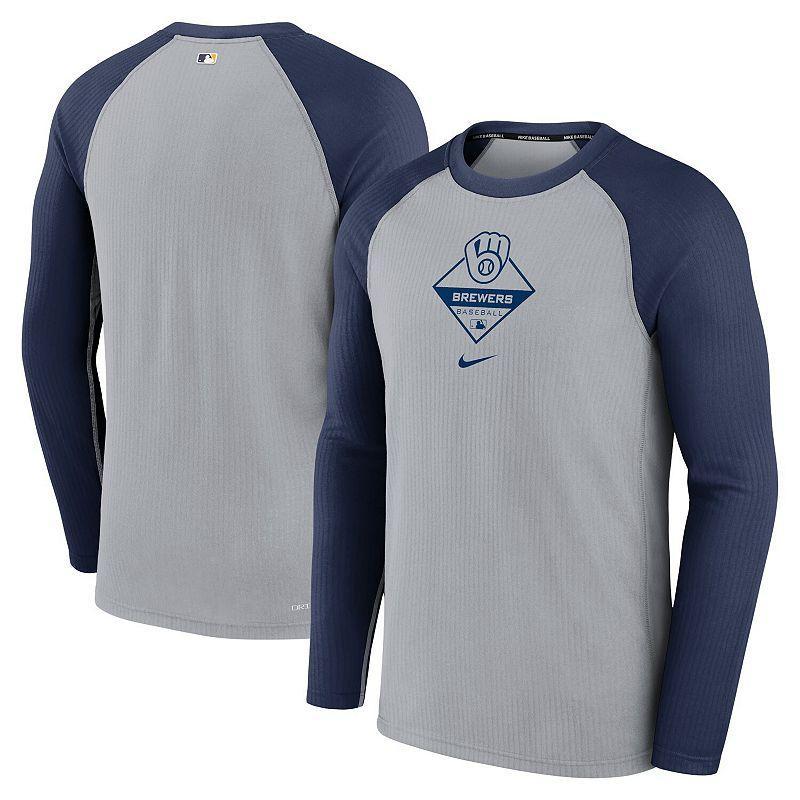 Men's Nike Gray Miami Marlins Authentic Collection Game Raglan Performance Long Sleeve T-Shirt Product Image