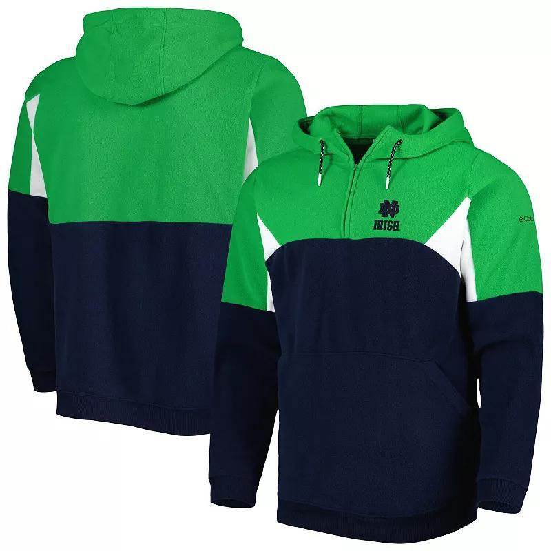 Mens Columbia /Green Notre Dame Fighting Irish Lodge Quarter-Zip Hoodie Blue Product Image