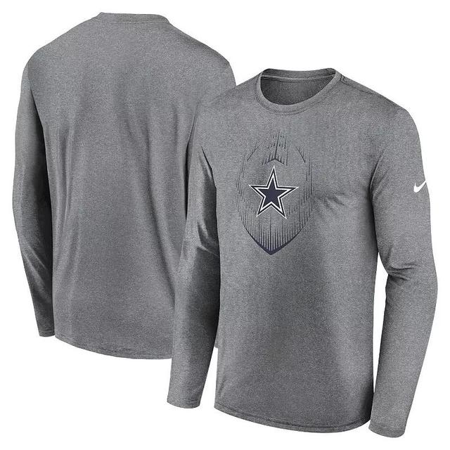 Mens Nike Heather Gray Dallas Cowboys Icon Legend Performance Long Sleeve T-Shirt Product Image