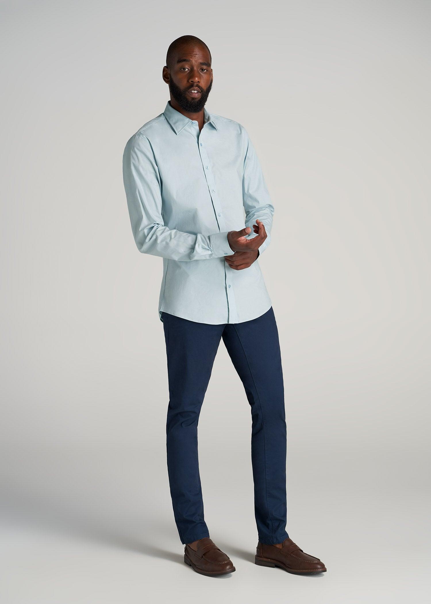 Oskar Button-Up Dress Shirt for Tall Men in Harbor Blue Male Product Image