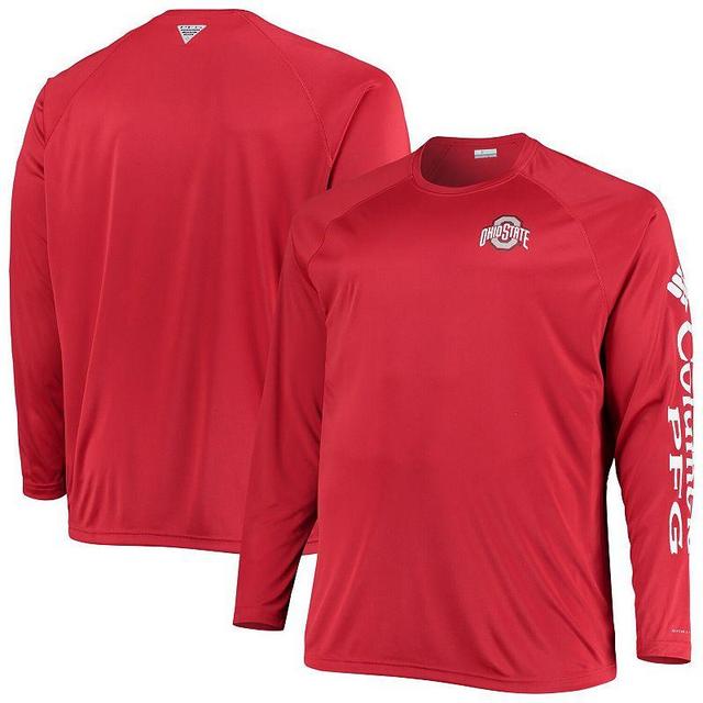 Mens Columbia Scarlet Ohio State Buckeyes Big & Tall Terminal Tackle Raglan Omni-Shade Long Sleeve T-Shirt Product Image