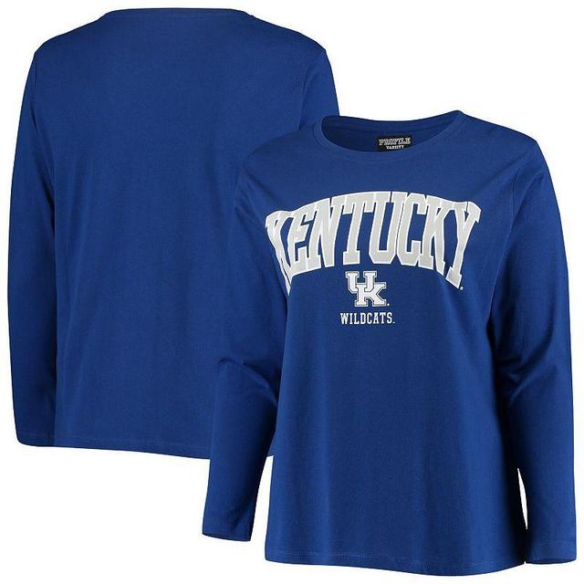 Womens Royal Kentucky Wildcats Plus Size Logo Long Sleeve T-Shirt Product Image