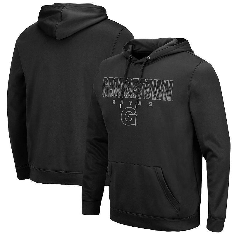 Mens Colosseum Black Georgetown Hoyas Blackout 3.0 Pullover Hoodie Product Image