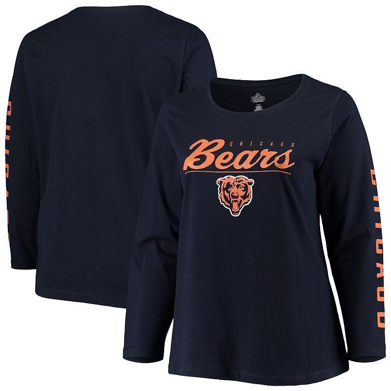 Womens Majestic Chicago Bears Plus Size Team Logo Long Sleeve T-Shirt Blue Product Image