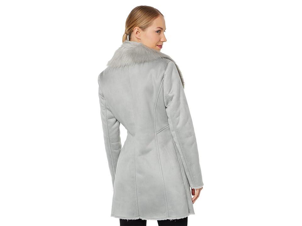 Calvin Klein Asymmetrical Faux Shearling (Grey) Women's Coat Product Image