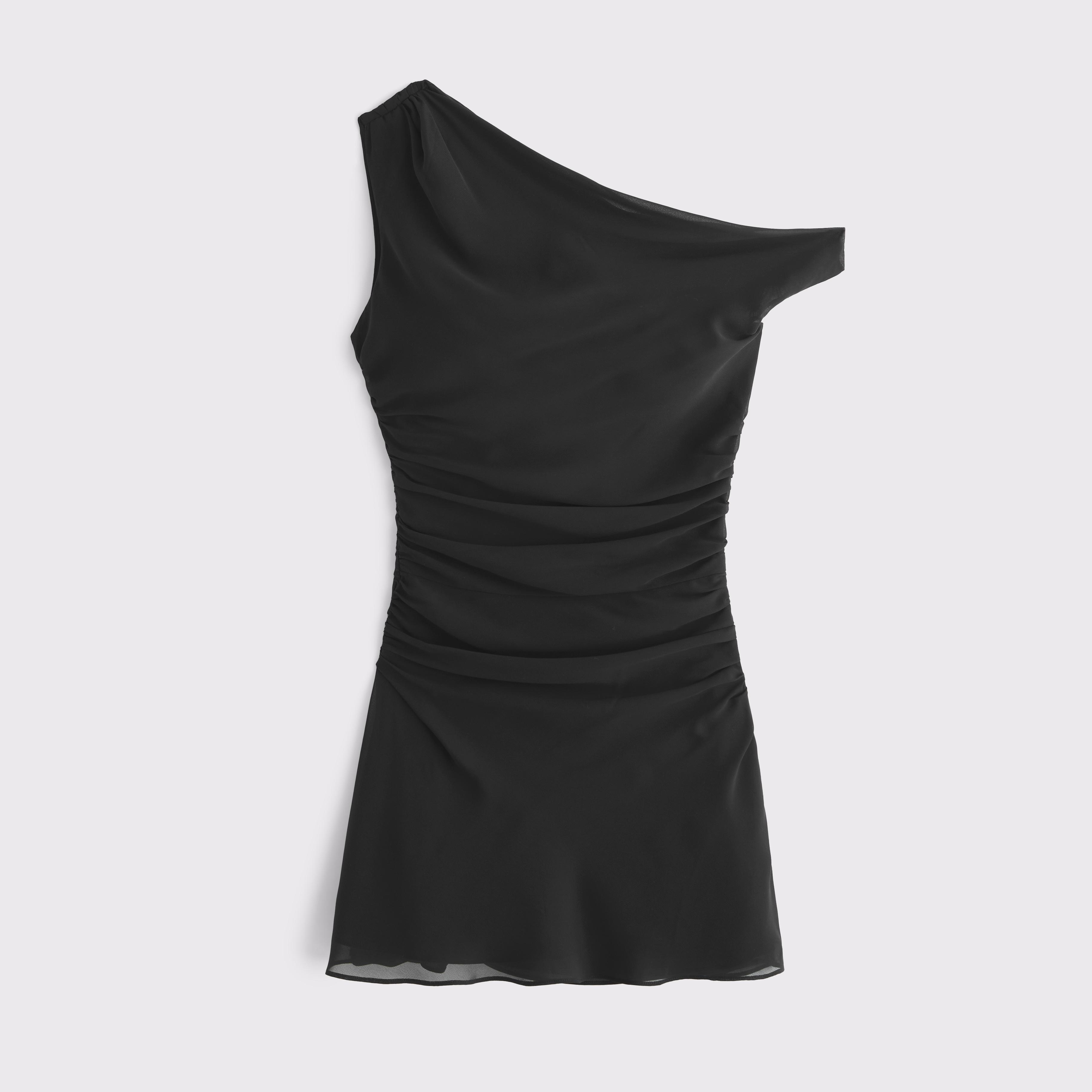 One-Shoulder Draped Mini Dress Product Image