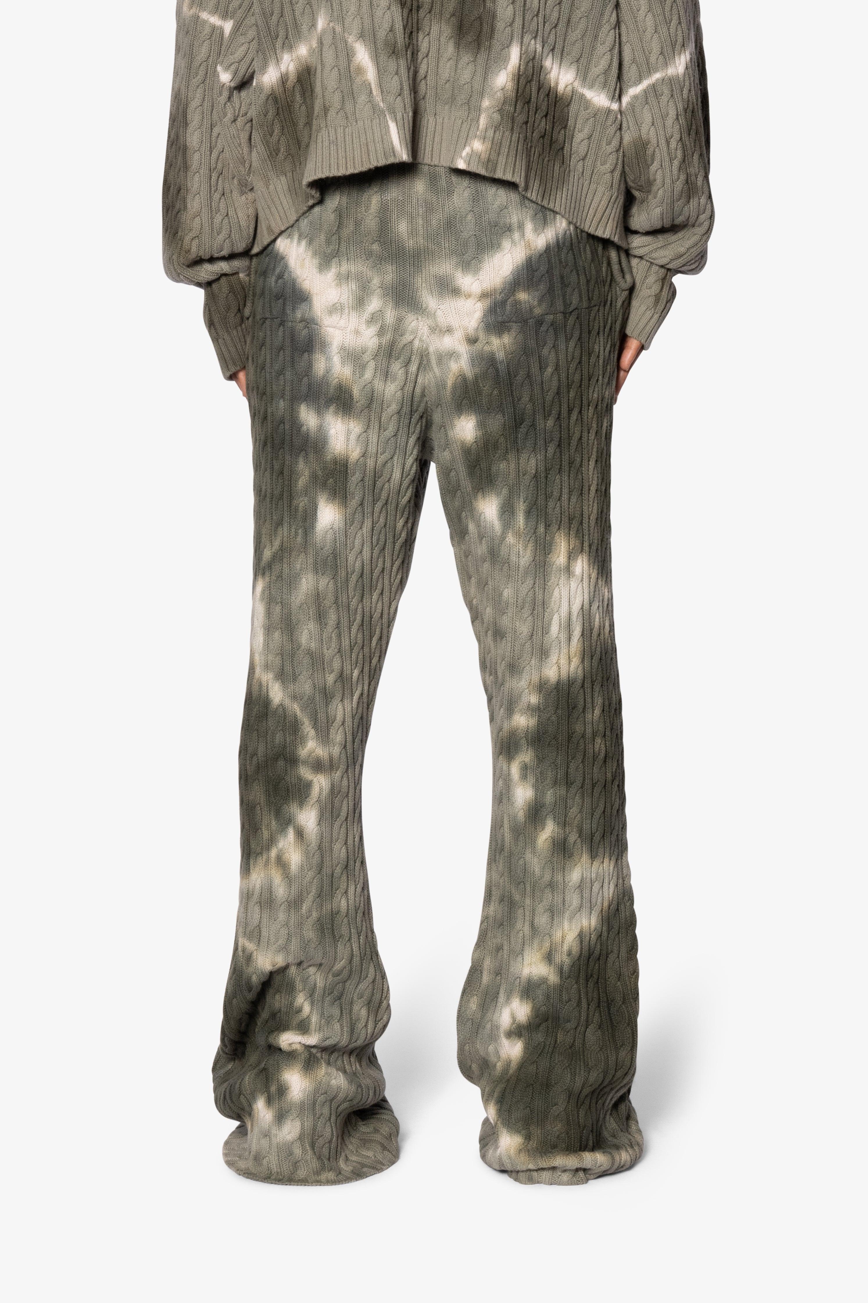 Tie Dye Cable Knit Sweatpants - Olive Product Image