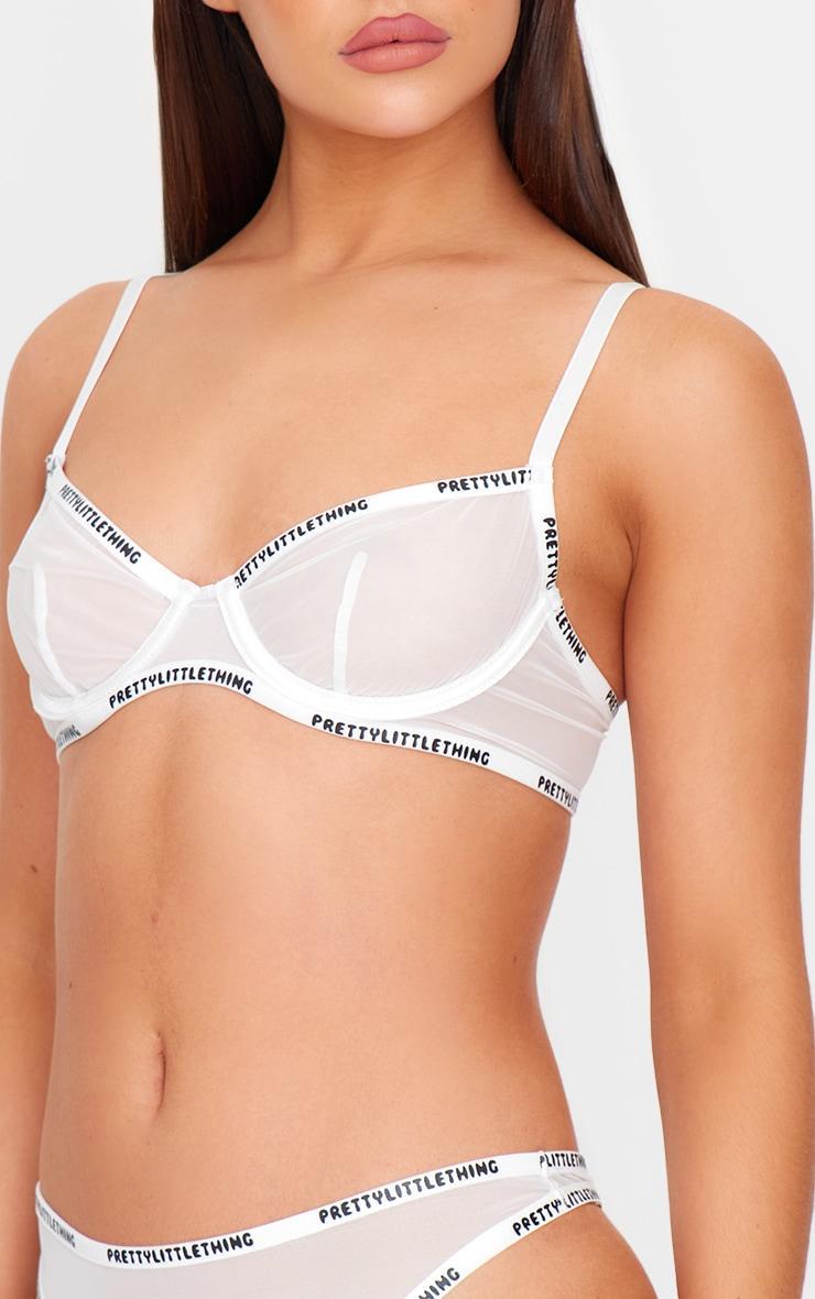 PRETTYLITTLETHING White Mesh Underwired Bra Product Image