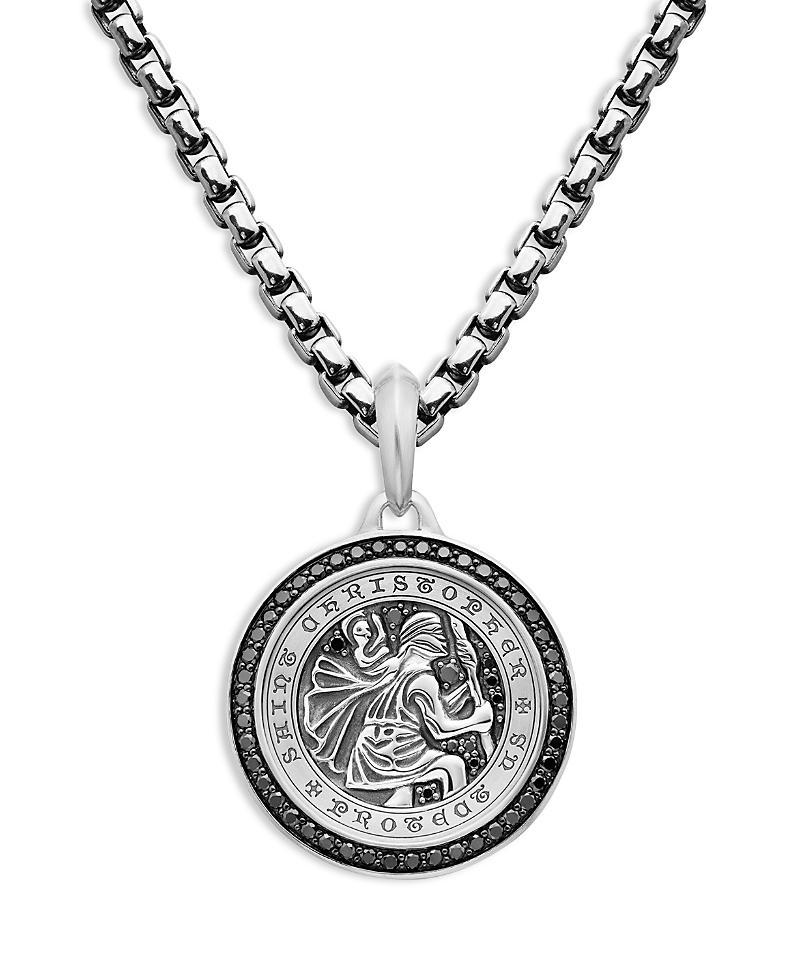 Mens St. Christopher Amulet with Pav Black Diamonds Product Image