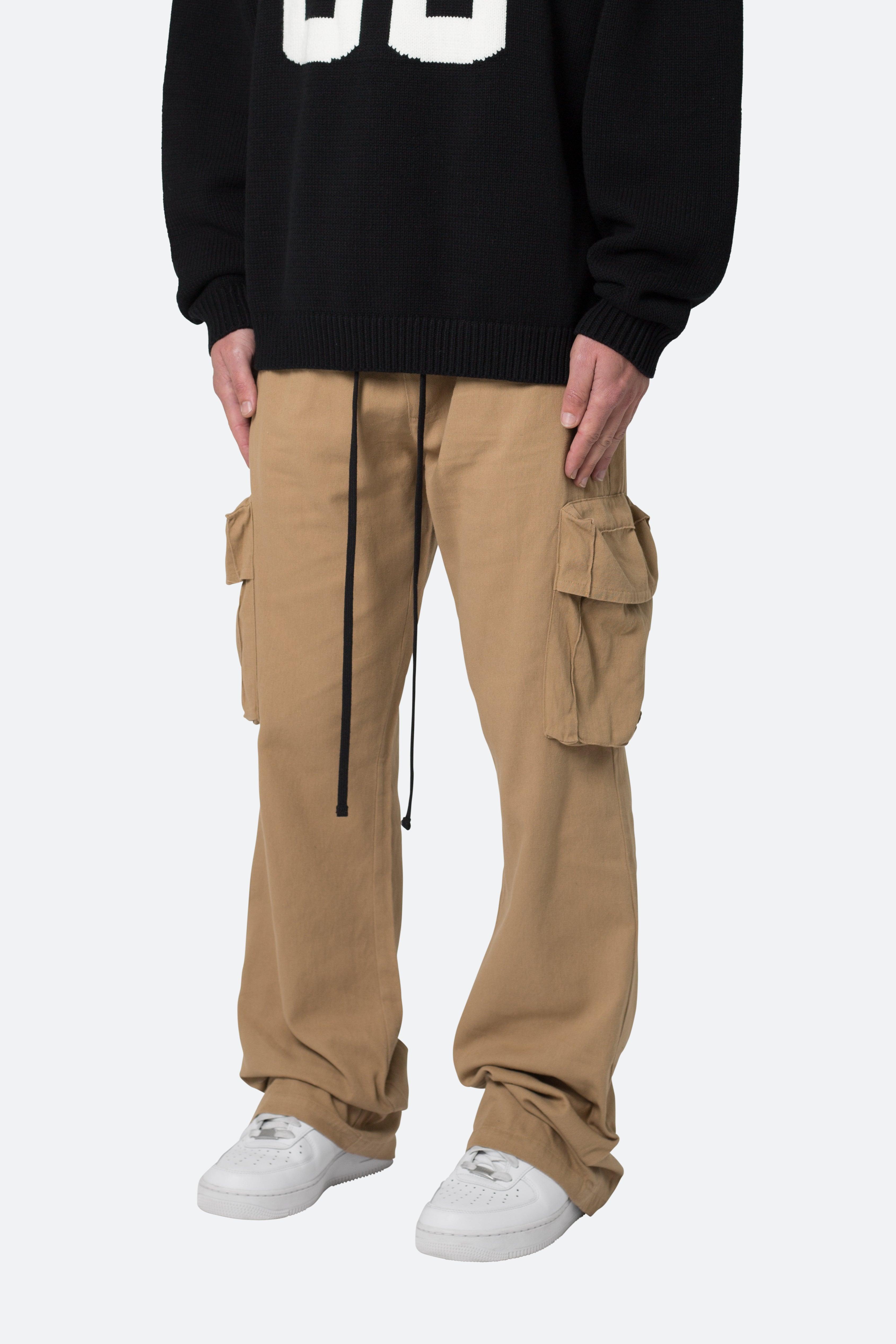 Drawcord Flare Cargo Pants - Khaki Product Image