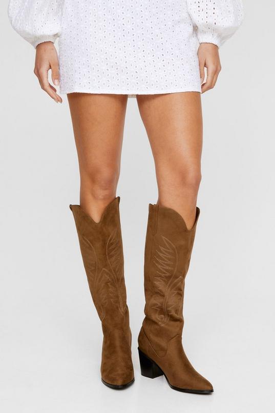 Faux Suede Knee High Western Boot product image