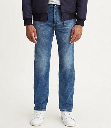 Mens Levis 505 Regular-Fit Stretch Jeans Med Blue Product Image