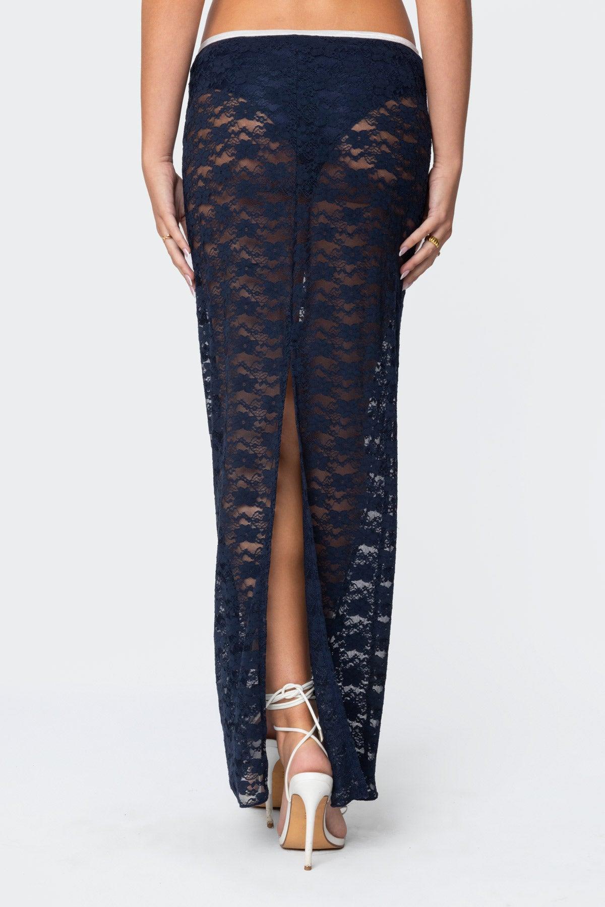 Vara Sheer Lace Maxi Skirt Product Image