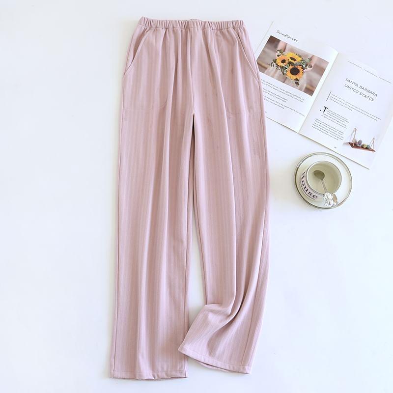 Couple Matching High Waist Striped Wide Leg Pants (Various Designs) Product Image