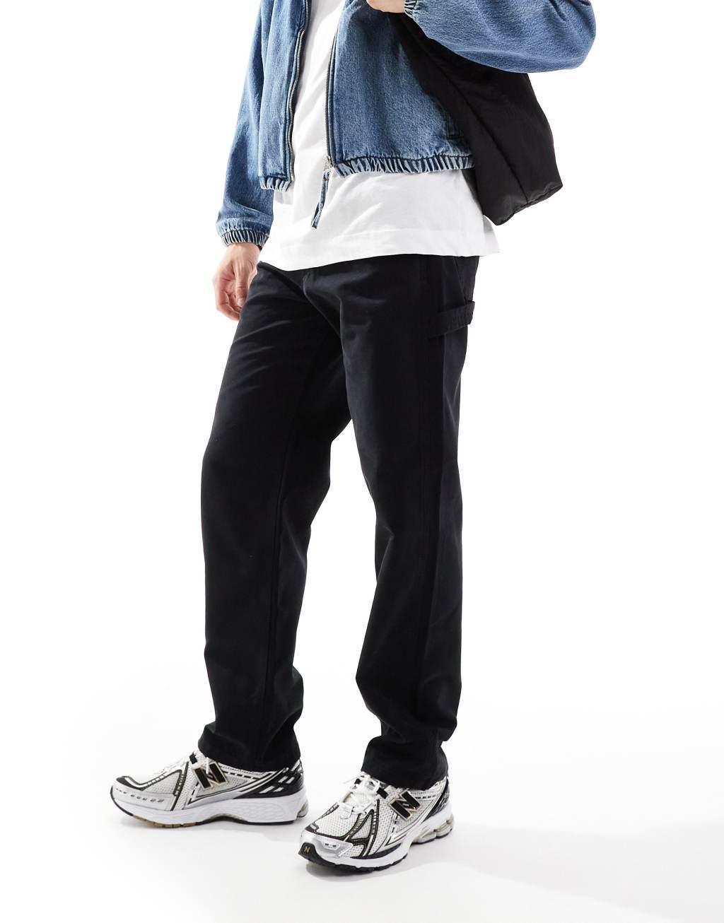 Jack & Jones loose fit carpenter pants in black  Product Image