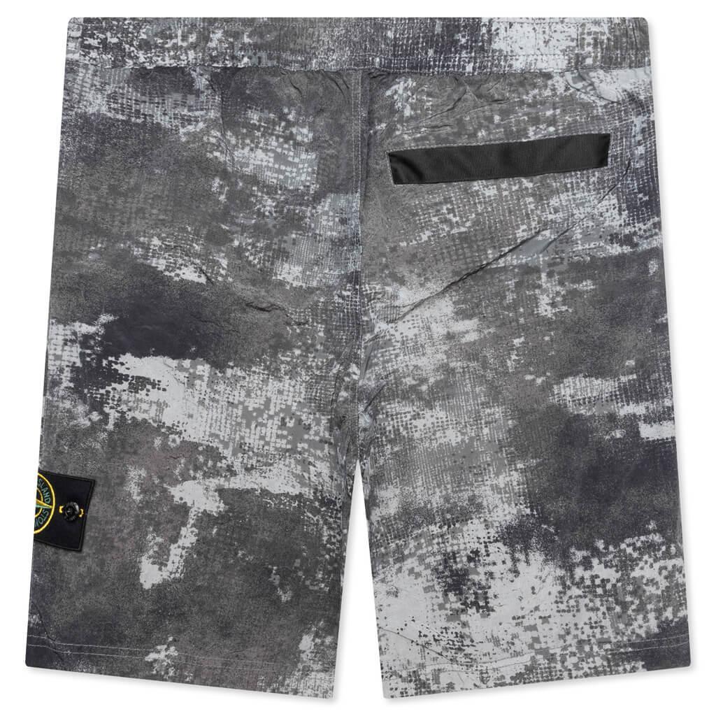 Dissolving Grid Camo Comfort Fit Bermuda Shorts - Grey Male Product Image