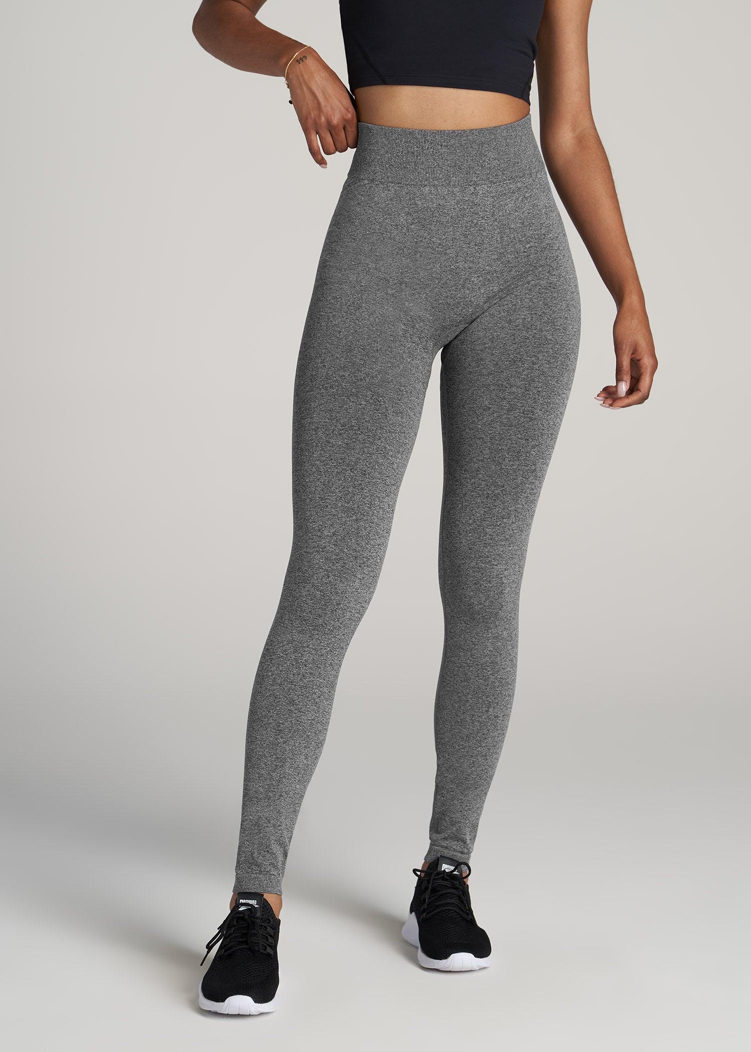 Seamless Leggings for Tall Women in Black & Grey Heather Product Image