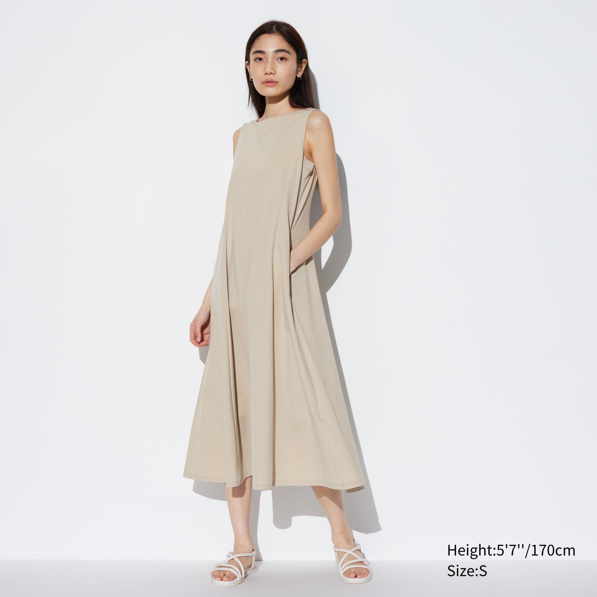 Womens Ultra Stretch Airism Sleeveless Dress with Quick-Drying Beige XS UNIQLO US Product Image