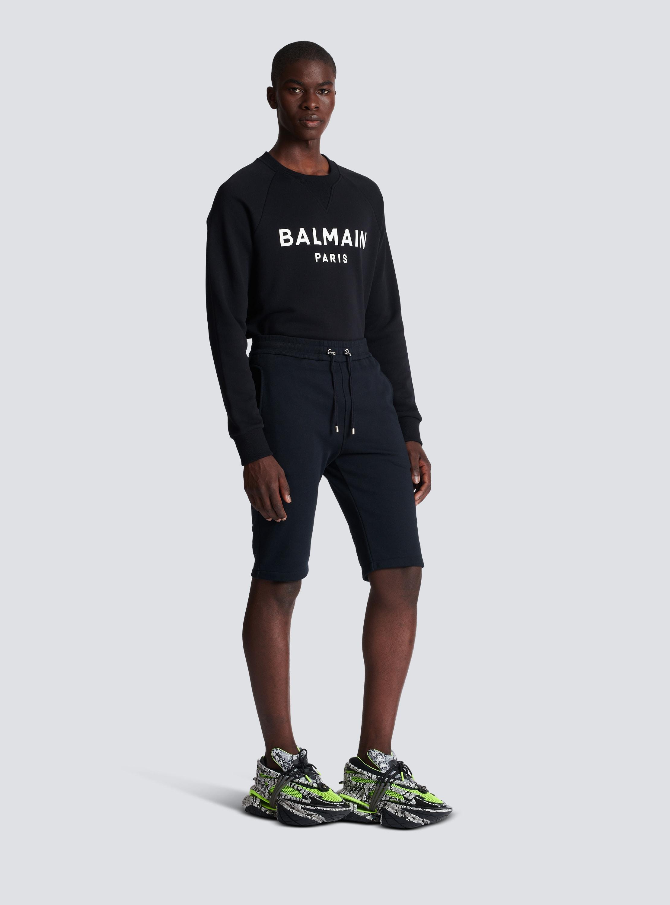 Cotton shorts with flocked Balmain Paris logo Product Image