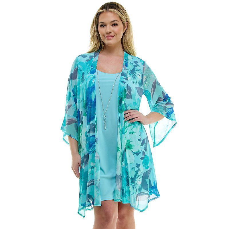 Plus Size Luxology 2-Piece Dress & Cardigan Set, Womens Product Image