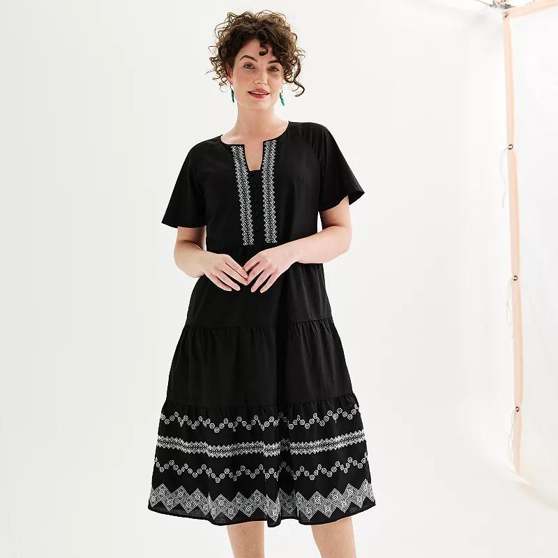 Womens Draper James Geo Embroidered Short Sleeve Dress Product Image