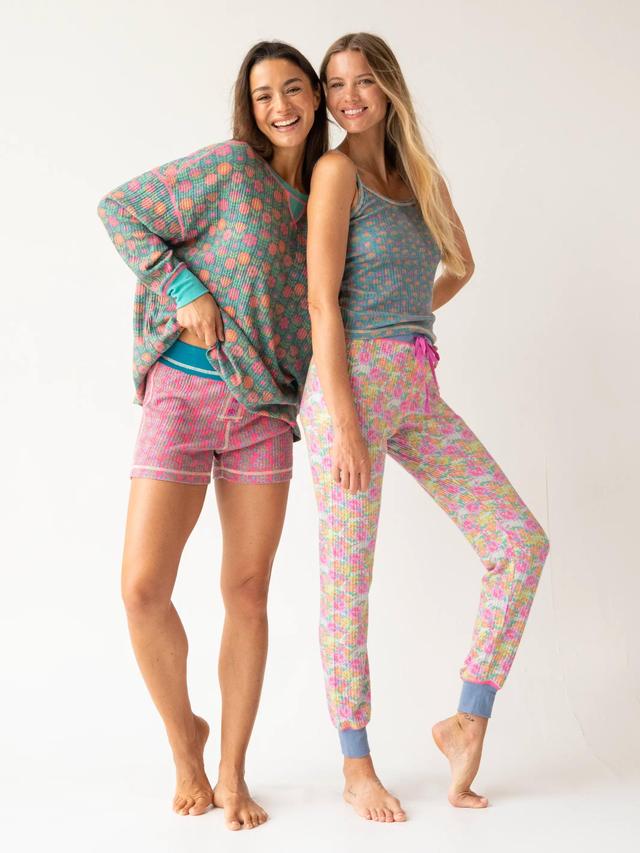 Mix & Match Waffle Long Johns - Grey Lavender Floral Product Image