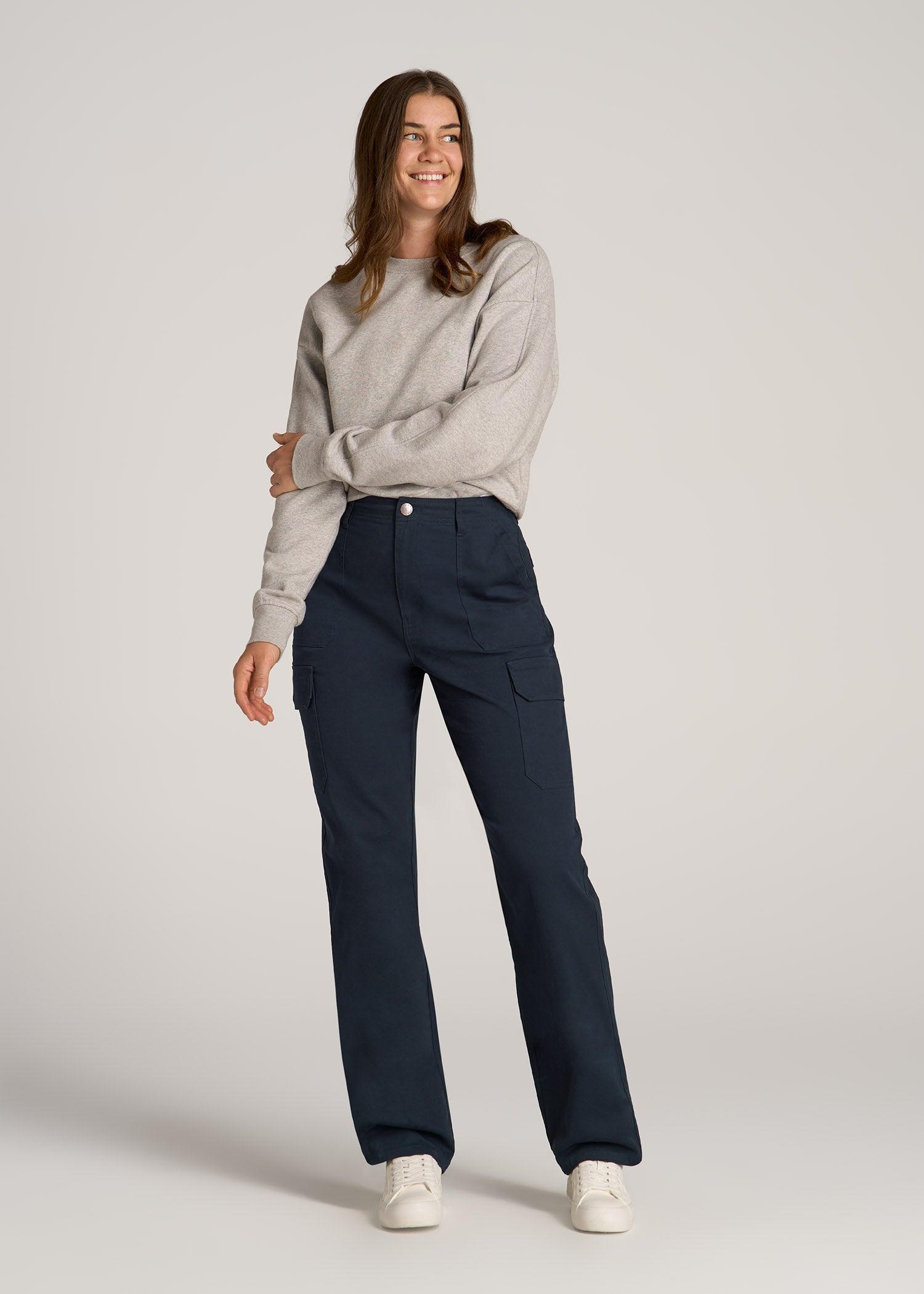 Straight Leg Cargo Chino Pants for Tall Women in Navy Female Product Image