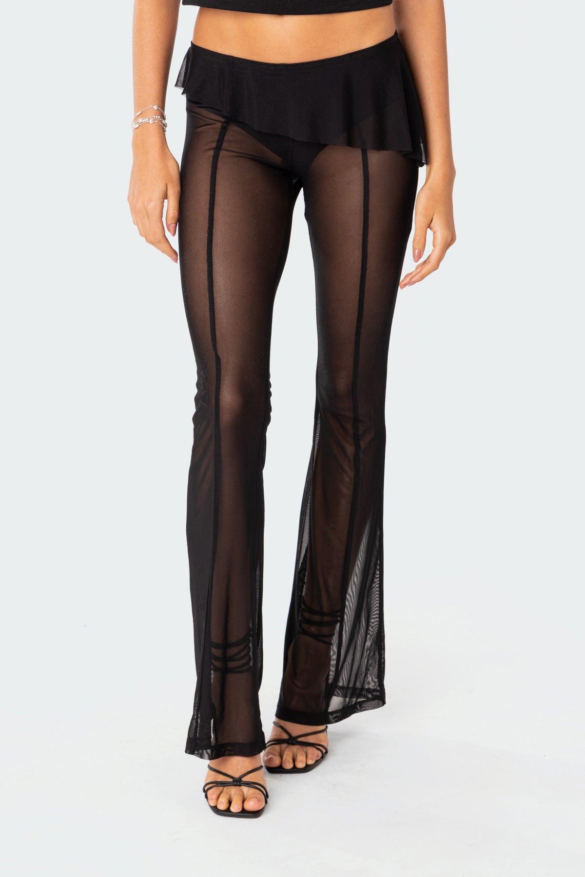 Carsen Ruffle Sheer Mesh Pants Product Image