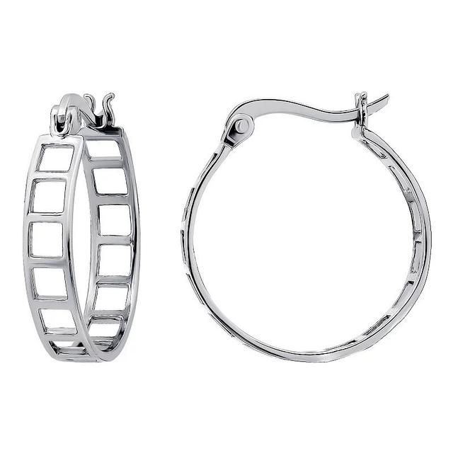 Aleure Precioso Sterling Silver Ladder Design Hoop Earrings, Womens Product Image