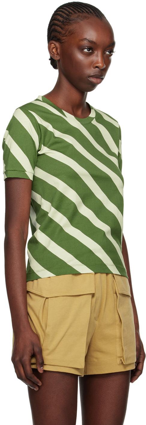 DRIES VAN NOTEN Green Striped T-shirt In 604 Green Product Image